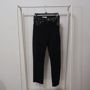 Abercrombie & Fitch 90s Straight Ultra High Rise Leather Mix Media